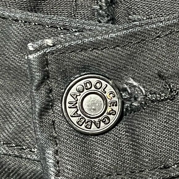 Dolce & Gabbana Raw Black Waxed Destroyed Biker Jeans Mens Sz 33 - Picture 10 of 13